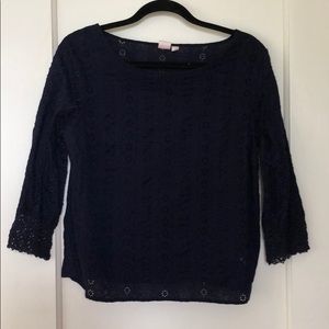 GAP navy blue eyelet blouse